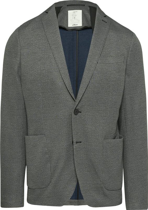 s.Oliver - BLACK LABEL - Colbert - Donkergrijs - Slim Fit, Knoopsluiting, Gedeeltelijk Gevoerd