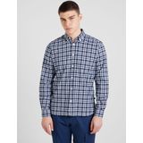 s.Oliver - Geruit Overhemd - Kleur: Wit Blauw Ruit - Knoopsluiting