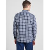 s.Oliver - Geruit Overhemd - Kleur: Wit Blauw Ruit - Knoopsluiting