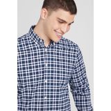 s.Oliver - Geruit Overhemd - Kleur: Wit Blauw Ruit - Knoopsluiting