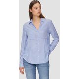 s.Oliver - Regular Fit - Blouse - Gestreept - Viscose, Lange Mouwen, Borstzakken