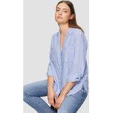 s.Oliver - Regular Fit - Blouse - Gestreept - Viscose, Lange Mouwen, Borstzakken