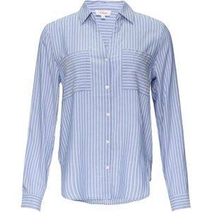 s.Oliver - Regular Fit - Blouse - Gestreept - Viscose, Lange Mouwen, Borstzakken