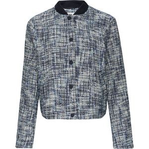 s.Oliver - Bouclé Jas - Blauw - Metallic Garen - Knoopsluiting