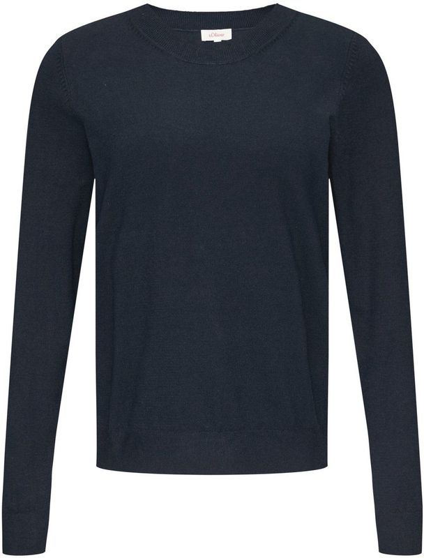 s.Oliver Casual - Damespullover - Effen - Fijn Ribtricot - Hoge Ronde Hals