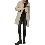 s.Oliver - Tussenmantel - Lichtbeige - Klassieke Mantel - Knoopsluiting, Licht Gevoerd, Ritszakken