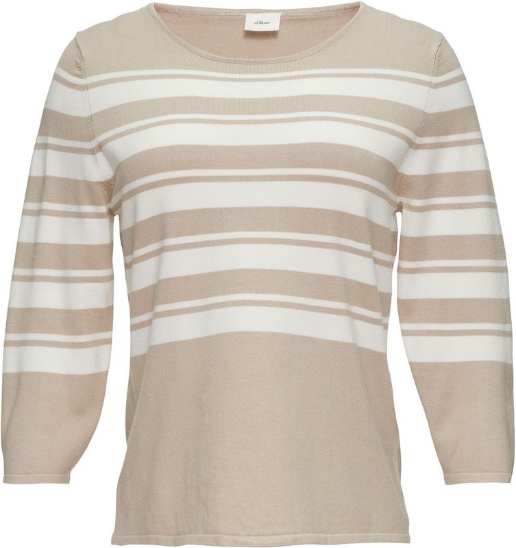 s.Oliver BLACK LABEL - Trui - Lichtbeige/Wit - Gebreide Truien