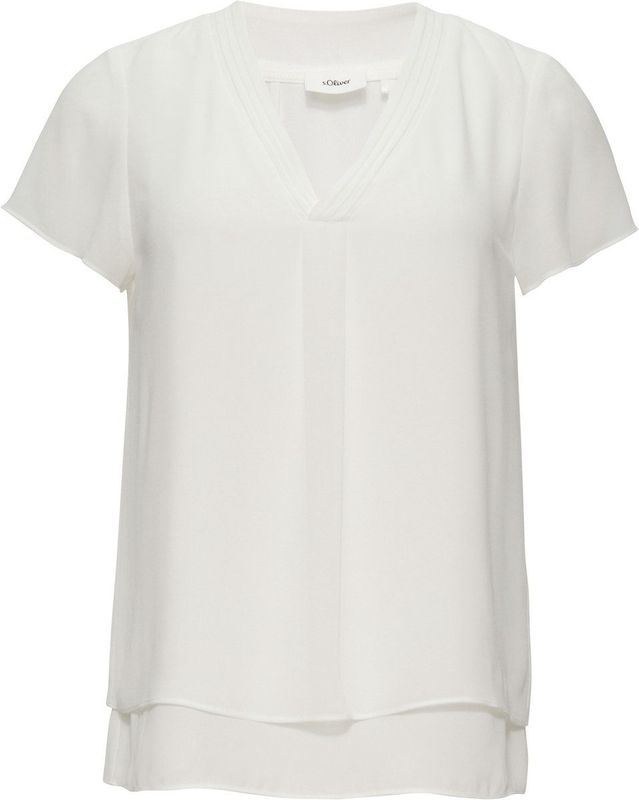 s.Oliver BLACK LABEL Blouse - Wit - Dubbel-Laag-Look - V-Halslijn