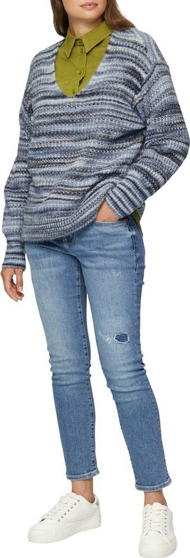 Gebreide Trui - V-hals - Gestreept - Casual Look