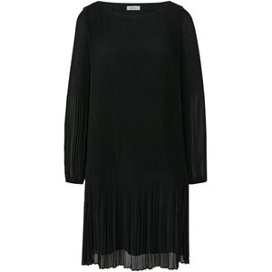 Chiffon Jurk - Geplisseerd - Pofmouwen - Boothals - Korte Mouwen