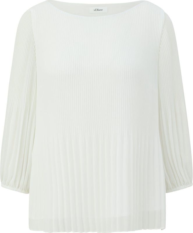 Chiffon Blouse - Licht - Regular Fit - Ronde Hals - 3/4-Mouwen