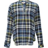 Blouse - Navy Khaki - Geruit - V-halslijn - Zonder Capuchon