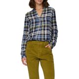 Blouse - Navy Khaki - Geruit - V-halslijn - Zonder Capuchon