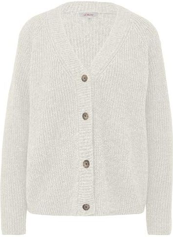 s.Oliver - Gebreid Vest - Crème - Knoopsluiting - V-hals