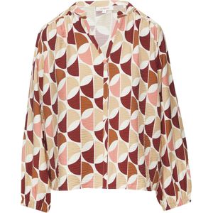 s.Oliver - Blouse - Beige / Roestbruin / Karmijnrood / Wit