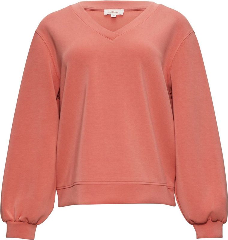 s.Oliver - Sweatshirt - Abrikoos - V-hals - Lange Mouw