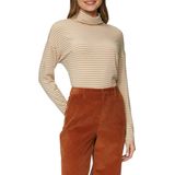 s.Oliver - Shirt - Sand/Wit - Jersey - Rechte Zoom, Col, Gestreept, Lange Mouw