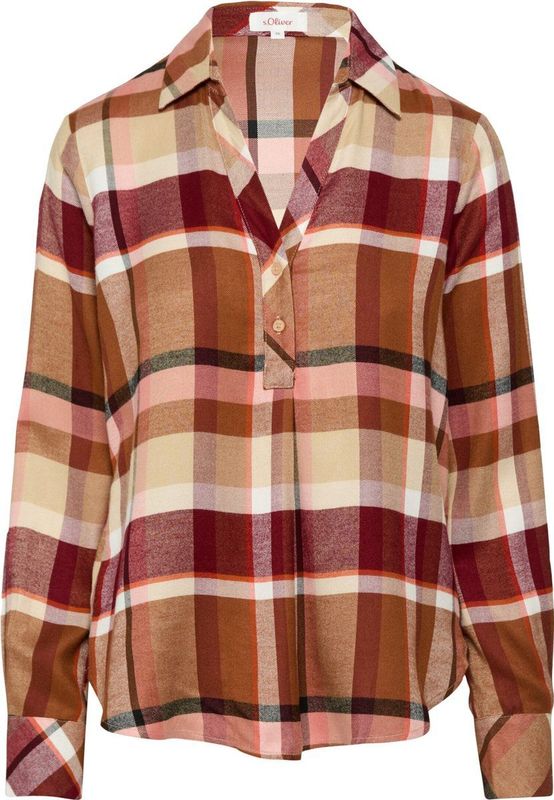 s.Oliver - Blouse - Geruit - Viscosemix - Normale Pasvorm