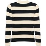 Trui - Knitwear - Gestreept - Opstaande Kraag - Slanke Pasvorm