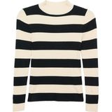 Trui - Knitwear - Gestreept - Opstaande Kraag - Slanke Pasvorm