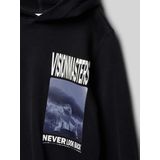 Sweatshirt - Katoen - Capuchon - Motiefprint - Lange Mouw - Normale Pasvorm