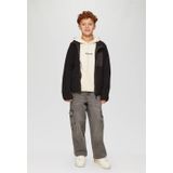 Sweatshirt - Geribd Ceintuurtje - Kangaroo Zak - Sweatstof - Capuchon - Logoprint