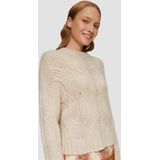 s.Oliver - Gebreide Trui - Beige - Met Structuurpatroon