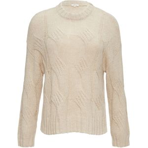 s.Oliver - Gebreide Trui - Beige - Met Structuurpatroon