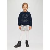 s.Oliver - Sweatshirt - Navy - Geribbelde Kraag, Knoopsluiting, Glitterend