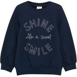 s.Oliver - Sweatshirt - Navy - Geribbelde Kraag, Knoopsluiting, Glitterend