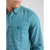 s.Oliver - Overhemd - Turquoise - Geruit - Lange Mouw