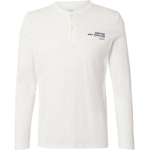 s.Oliver - Shirt - Wit - Jersey - Lange Mouw, Henley Hals