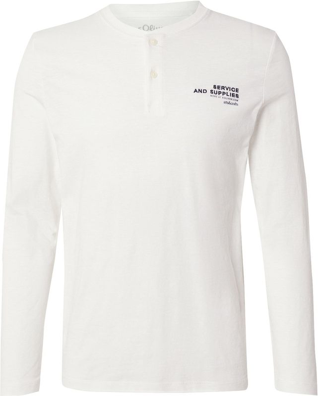 s.Oliver - Shirt - Wit - Jersey - Lange Mouw, Henley Hals
