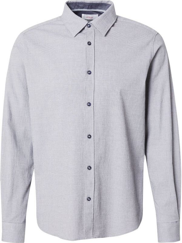 s.Oliver - Overhemd - Blauw - Lange Mouwen - Seersucker