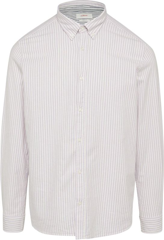 s.Oliver - Casual Overhemd - Paars - Katoen - Regular Fit