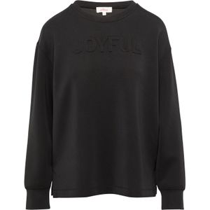 s.Oliver - Sweatshirt - Zwart - Jersey - Ronde Hals, Lange Mouw, Losse Pasvorm