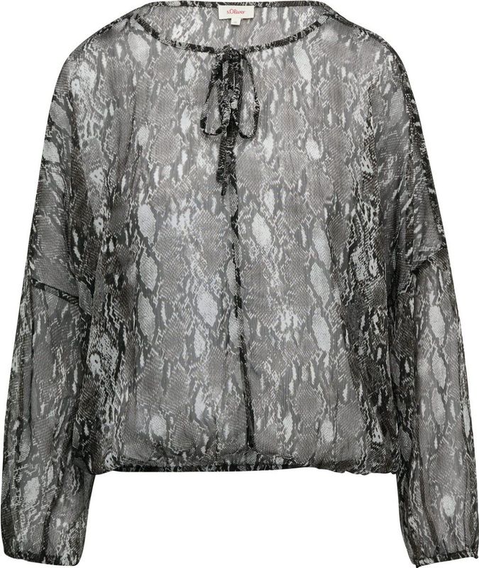 s.Oliver - Blouseshirt - Grijs - Dierenprint - Lange Mouw