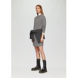 Jurk - Korte Sweatjurk - Relaxed-fit - Met Geribde Bies en Decoratieve Stiksels