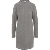 Jurk - Korte Sweatjurk - Relaxed-fit - Met Geribde Bies en Decoratieve Stiksels