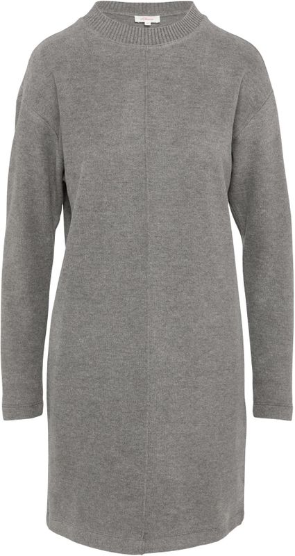 Jurk - Korte Sweatjurk - Relaxed-fit - Met Geribde Bies en Decoratieve Stiksels