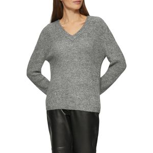 Gebreide Trui - Dark Grey Melange - V-hals - Gemêleerde Look