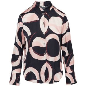 Blouse - Gevoerd - Satijn - All-over Patroon - Lange Mouw