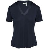 Navy T-shirt - Satijnen V-hals - Halve Armlengte - Zonder Capuchon