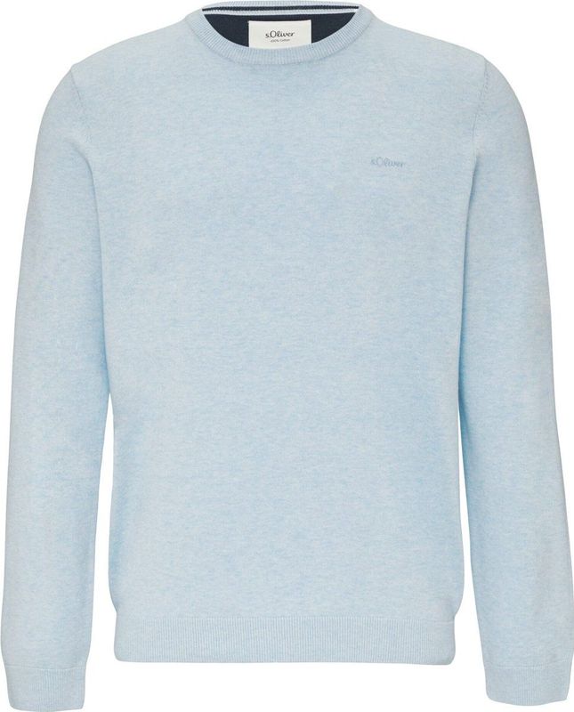 s.Oliver - Trui - Duifblauw - Knitwear - Geribbelde Kraag, Lange Mouw