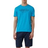 s.Oliver - T-shirt - Turquoise - Katoen/Polyester/Elastaan - Gevlekte Look
