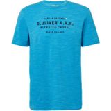 s.Oliver - T-shirt - Turquoise - Katoen/Polyester/Elastaan - Gevlekte Look