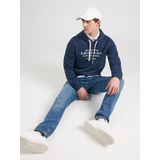 s.Oliver - Sweatshirt - Donkerblauw - Capuchon met Trekkoord, Geribd Ceintuurtje, Logoprint