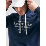 s.Oliver - Sweatshirt - Donkerblauw - Capuchon met Trekkoord, Geribd Ceintuurtje, Logoprint