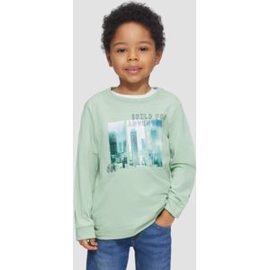 T-shirt - Zachte Jersey Longsleeve - Fotoprint - Geribde Boorden