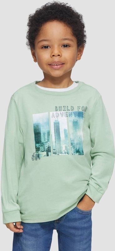 T-shirt - Zachte Jersey Longsleeve - Fotoprint - Geribde Boorden